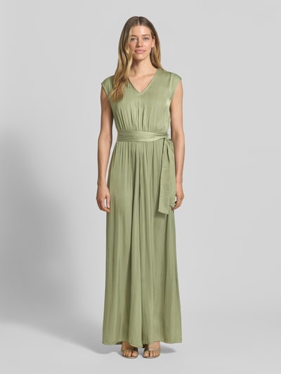 s.Oliver RED LABEL regular fit jumpsuit met tailleriem om te strikken Kaki - 4