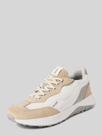 HUGO Leren sneakers met contrastgarnering, model 'Kane' Beige - 1