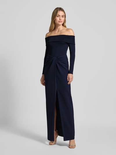 Lauren Ralph Lauren Avondjurk met carmenhals, model 'SAKARIS' Marineblauw - 1