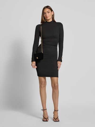 Guess Slim fit jurk met opstaande kraag, model 'Alessa' Zwart - 1