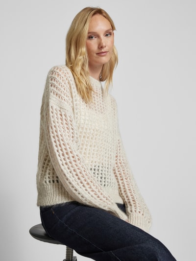 Stefanel Gebreide pullover met broderie anglaise Zand - 3