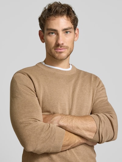 Tom Tailor Regular Fit Strickpullover aus reiner Baumwolle mit Rundhalsausschnitt Beige 3