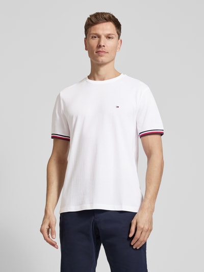 Tommy Hilfiger Regular Fit T-Shirt aus reiner Baumwolle mit Label-Stitching Weiss 4