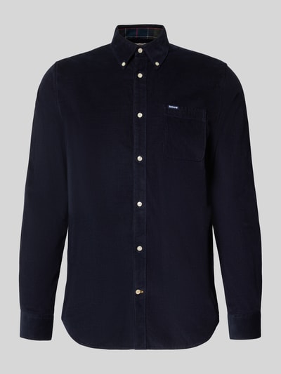 Barbour Tailored Fit Cordhemd mit Brusttasche Marine 1
