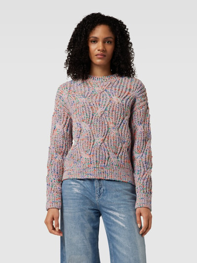 YAS Gebreide pullover met kabelpatroon, model 'Confetti' Lila - 4