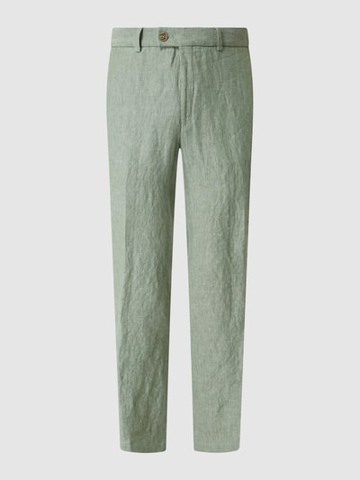 Hiltl Regular fit chino van linnen, model 'Pilo' Lichtgroen - 2