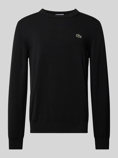 Lacoste Sweter z dzianiny z naszywką z logo Czarny 2