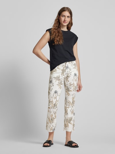 Gardeur Flared stoffen broek met verkorte pasvorm, model 'Zuri' Beige - 1