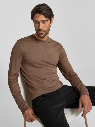 MCNEAL Gebreide pullover met ronde hals Hazelnoot gemêleerd - 3