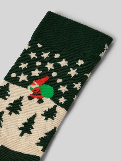 Happy Socks Skarpety o kroju regular fit z wyhaftowanym motywem model ‘Santa’ Ciemnozielony 2