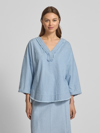 Christian Berg Woman Relaxed fit blouse met V-hals Blauw - 4