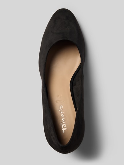 Produktfoto, zwarte pumps met licht gestructureerde zool van Tamaris, gladde beige binnenzool, Dames pumps van Tamaris