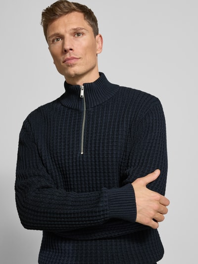 SELECTED HOMME Regular Fit Troyer in Waffel-Struktur Modell 'TOM' Marine 3