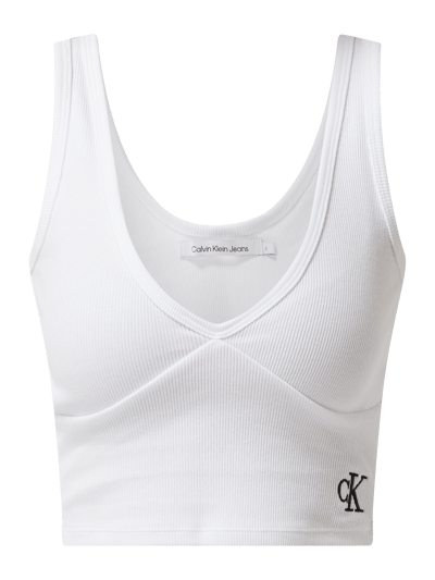 Calvin Klein Jeans Crop Top mit Stretch-Anteil  Weiss 2