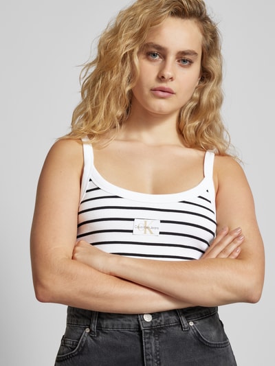 Calvin Klein Jeans Biustonosz typu bralette z prążkowaniem Biały 3