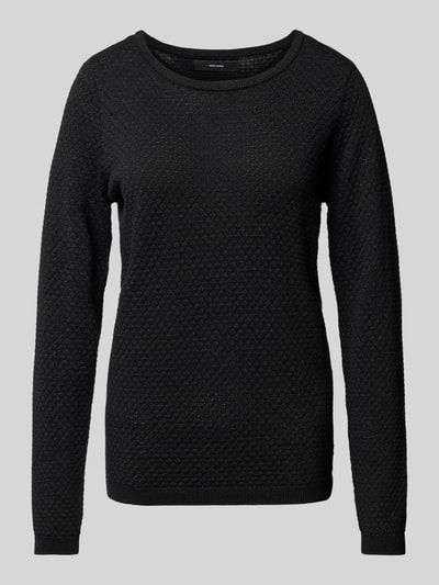 Vero Moda Regular Fit Strickpullover mit Effektgarn Modell 'CARE SHINE' Black 1