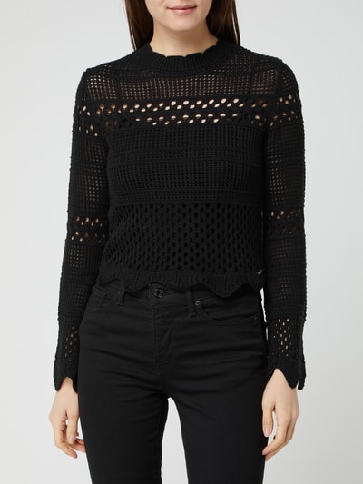 Guess Cropped Shirt mit Lochmuster Modell 'Annie' Black 4