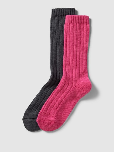 Jake*s Casual Socken mit geripptem Abschluss Pink 1