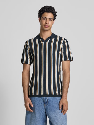 Blend Slim Fit Poloshirt mit V-Ausschnitt Modell 'AMOS' Marine 4