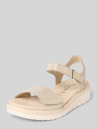 Tamaris Ledersandalette mit Klettverschluss Gold 1