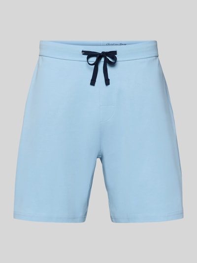 Produktfoto, Shorts mit elastischem Bund von Christian Berg Men, jasnoniebieska bawełna, luźny krój, tunel, szerokość w rozmiarze M: 39 cm, długość wewnętrzna nogawki w rozmiarze M: 18 cm