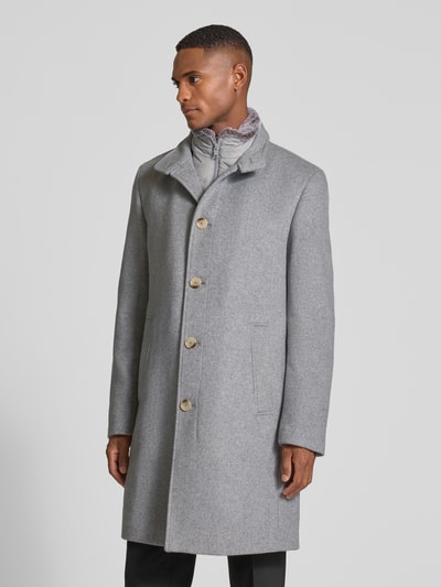 Christian Berg Men Płaszcz wełniany ze stójką Szarobrązowy 4
