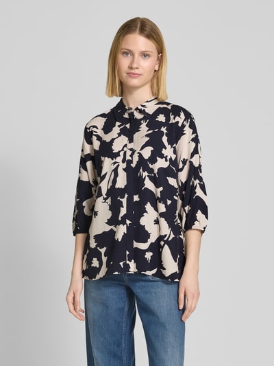comma Bluse aus Viskose mit 3/4-Arm und verdeckter Knopfleiste Marine 4