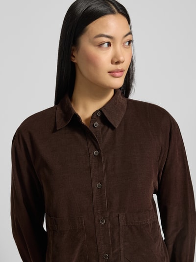 s.Oliver RED LABEL Bluzka sztruksowa o pudełkowym kroju z mieszanki bawełny i wiskozy Ciemnobrązowy 3