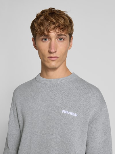 REVIEW Gebreide pullover met labelstitching Lichtgrijs gemêleerd - 3