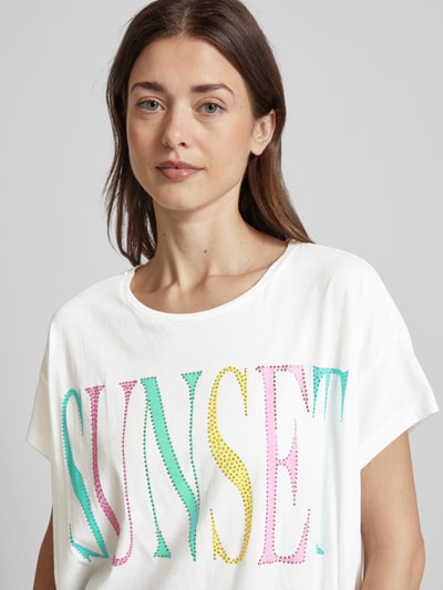 Milano Italy T-shirt o kroju oversized z nadrukowanym napisem Złamany biały 3
