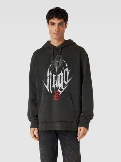 HUGO Hoodie mit Label-Print Anthrazit 4