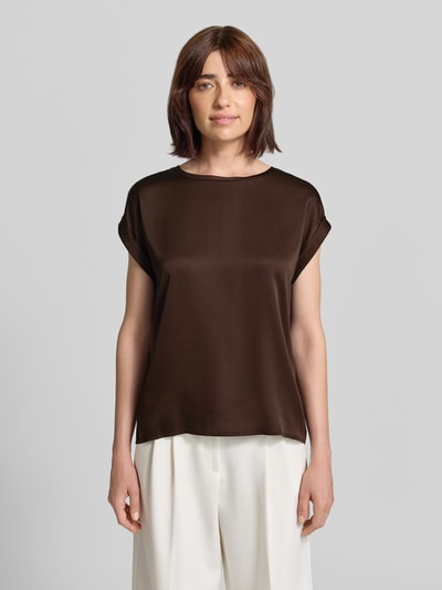 VILA T-Shirt aus Satin mit Rundhalsausschnitt Modell 'ELLETTE' Dunkelbraun 4