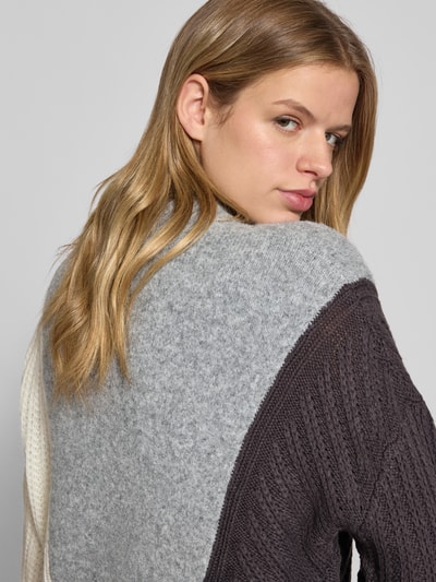 Noisy May Oversized Strickpullover mit Rundhalsausschnitt Modell 'PHOENIX' Mittelgrau Melange 3