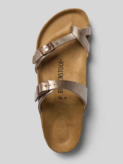 Productfoto, Slipper in Leerlook Model 'Mayari' van Birkenstock, afgeronde pasvorm, logodetail, open hiel, hakhoogte maat 40: 3 cm