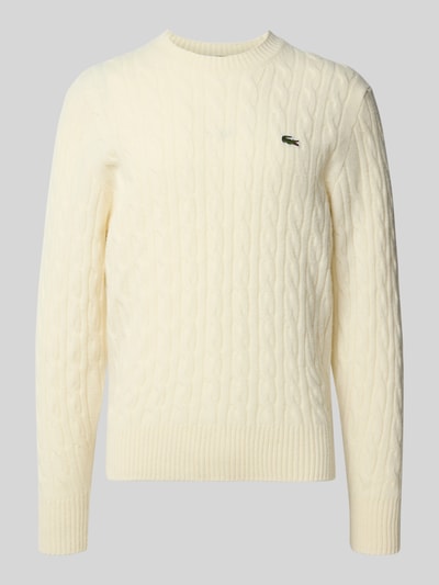 Lacoste Sweter z dzianiny o kroju regular fit z czystej wełny Złamany biały 2