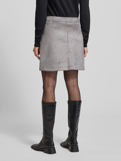 OPUS Minirok in leerlook, model 'Relvina cozy' Lichtgrijs gemêleerd - 5