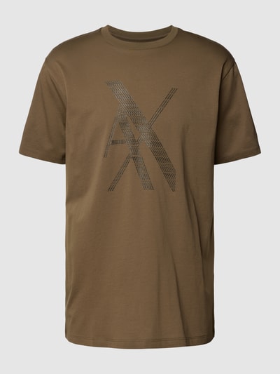 ARMANI EXCHANGE T-shirt o kroju Regular Fit z nadrukiem z logo Błotnisty 2