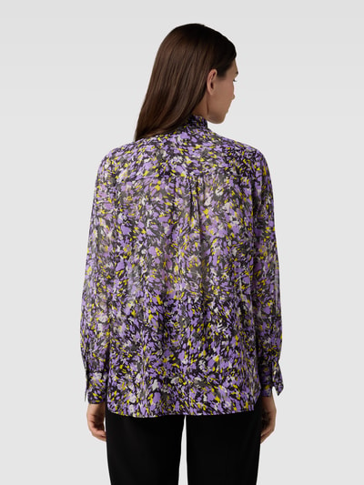 JOOP! Tie-neckblouse met all-over motief Paars - 5