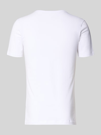 Produktfoto, weißes Herren T-Shirt mit geripptem Rundhalsausschnitt im 2er-Pack von Christian Berg Men, Baumwoll-Modal-Mix, Regular Fit.