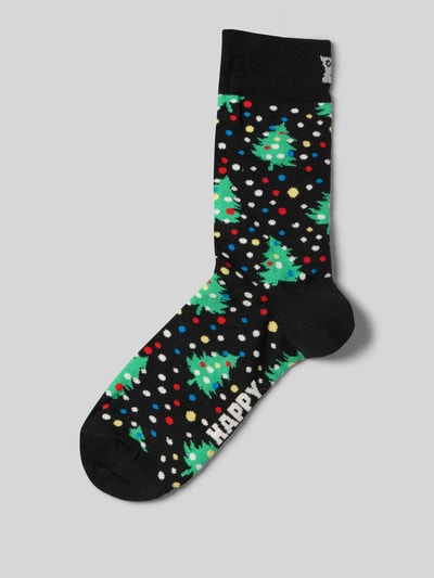 Happy Socks Socken im Allover-Look Modell 'Christmas Night' Black 1