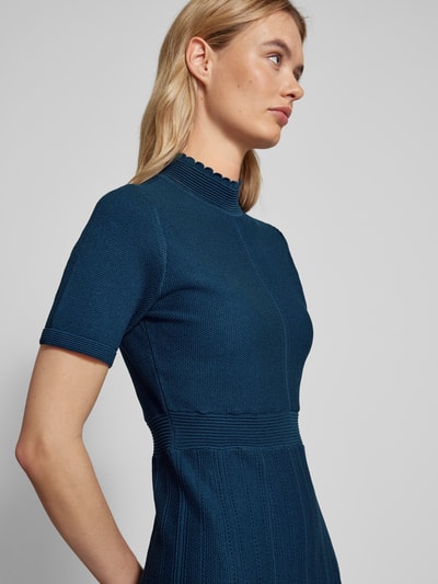 Zero Knielanges Strickkleid mit Stehkragen Petrol 3