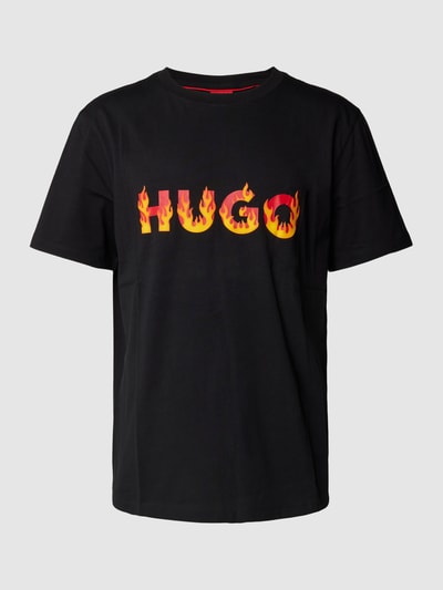 HUGO T-shirt z nadrukiem z logo model ‘Danda’ Czarny 1