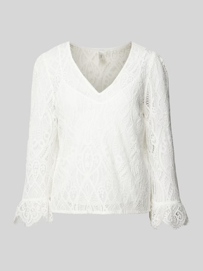 YAS Blouse met kant en V-hals Offwhite - 2