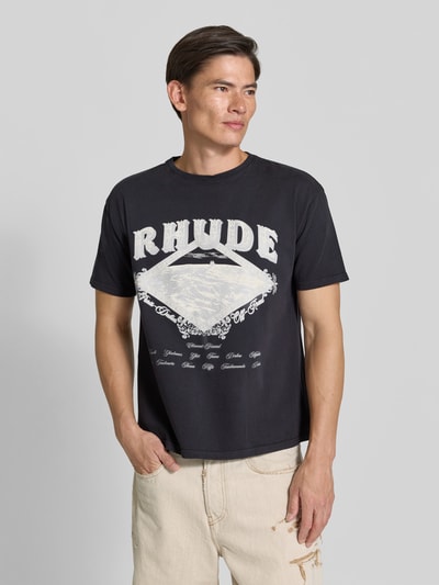 RHUDE T-Shirt mit großem Frontprint Black 4