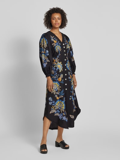 FARM RIO Maxi-jurk met geborduurde bloemen Ecru - 1