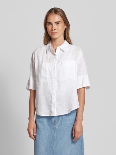 OPUS Bluzka koszulowa z listwą guzikową model ‘Filalia’ Biały 4