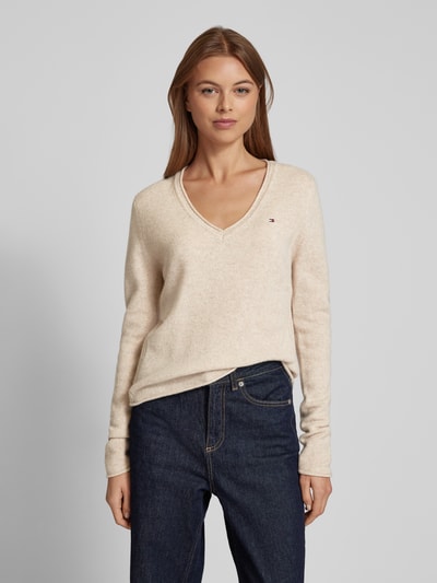 Tommy Hilfiger Wollen pullover met logostitching Beige - 4