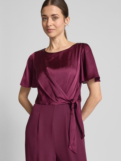 Christian Berg Cocktail Jumpsuit mit Bindegürtel Dunkelrot Melange 3