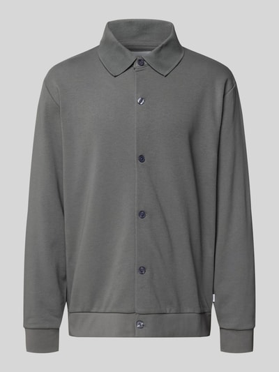 Lindbergh Sweatjacke mit Kentkragen Mittelgrau 2