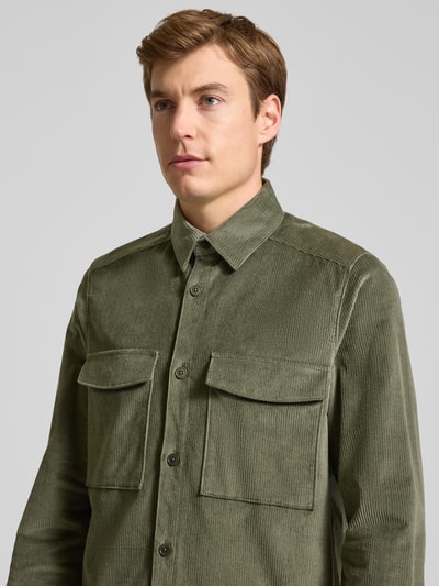 Drykorn Regular Fit Hemdjacke aus Cord Modell 'CORDUROY OVERSHIRT' Khaki 3